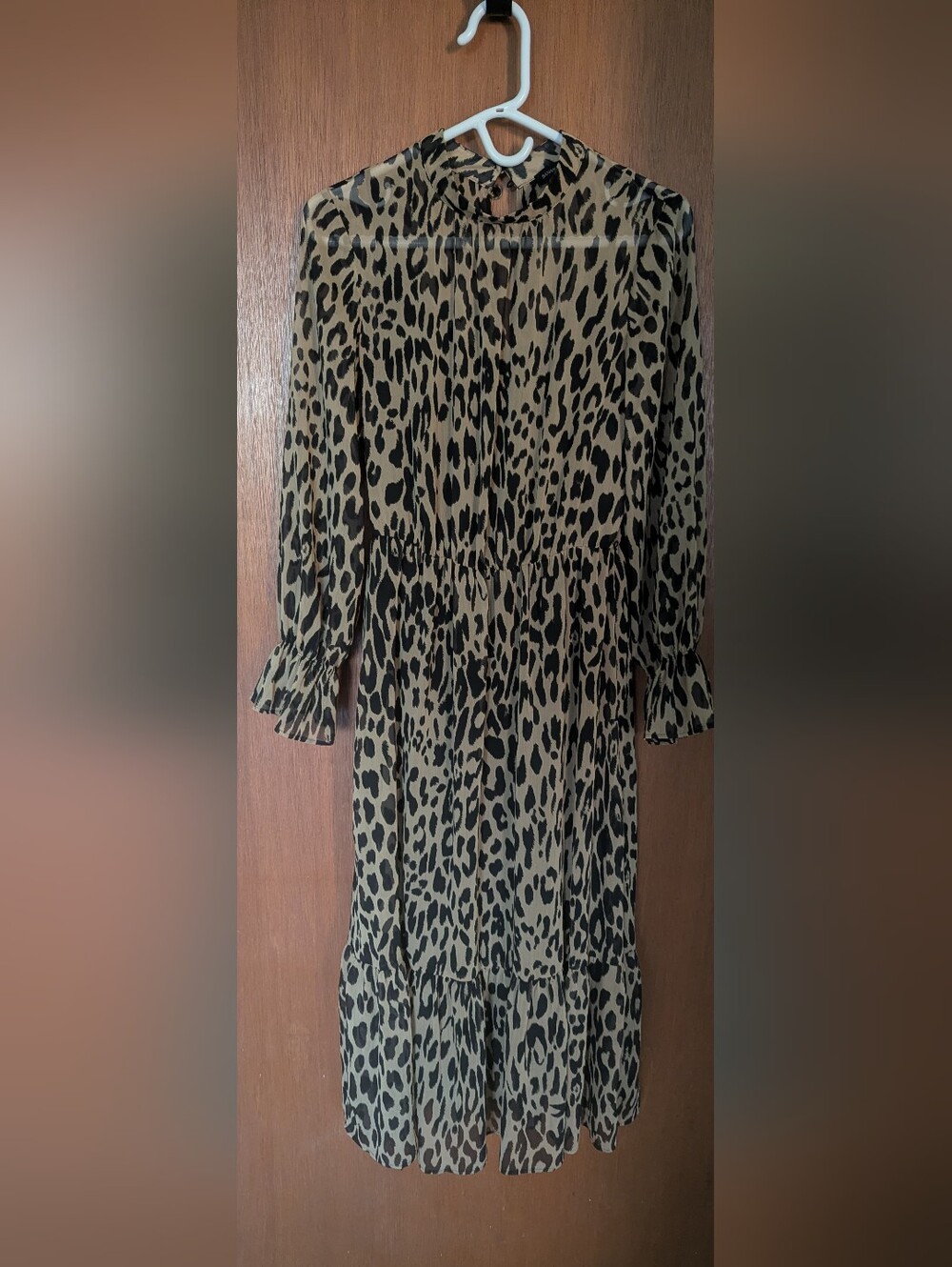 Banana Republic Leopard Print Midi Dress in Beige and Black